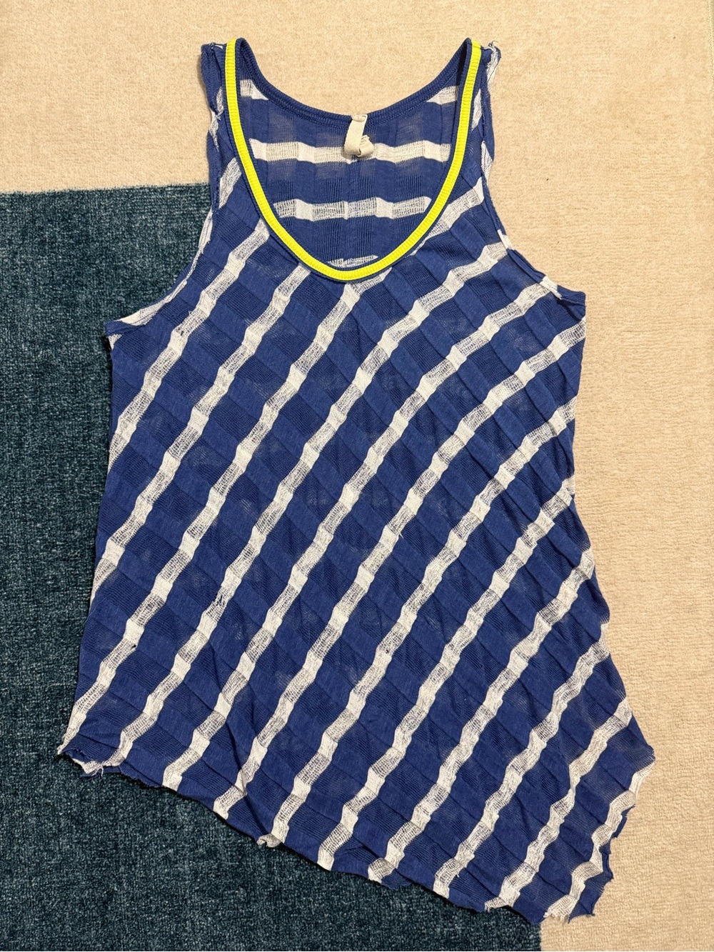 Free People We The Free sheer blue and white striped asymmetrical tank top